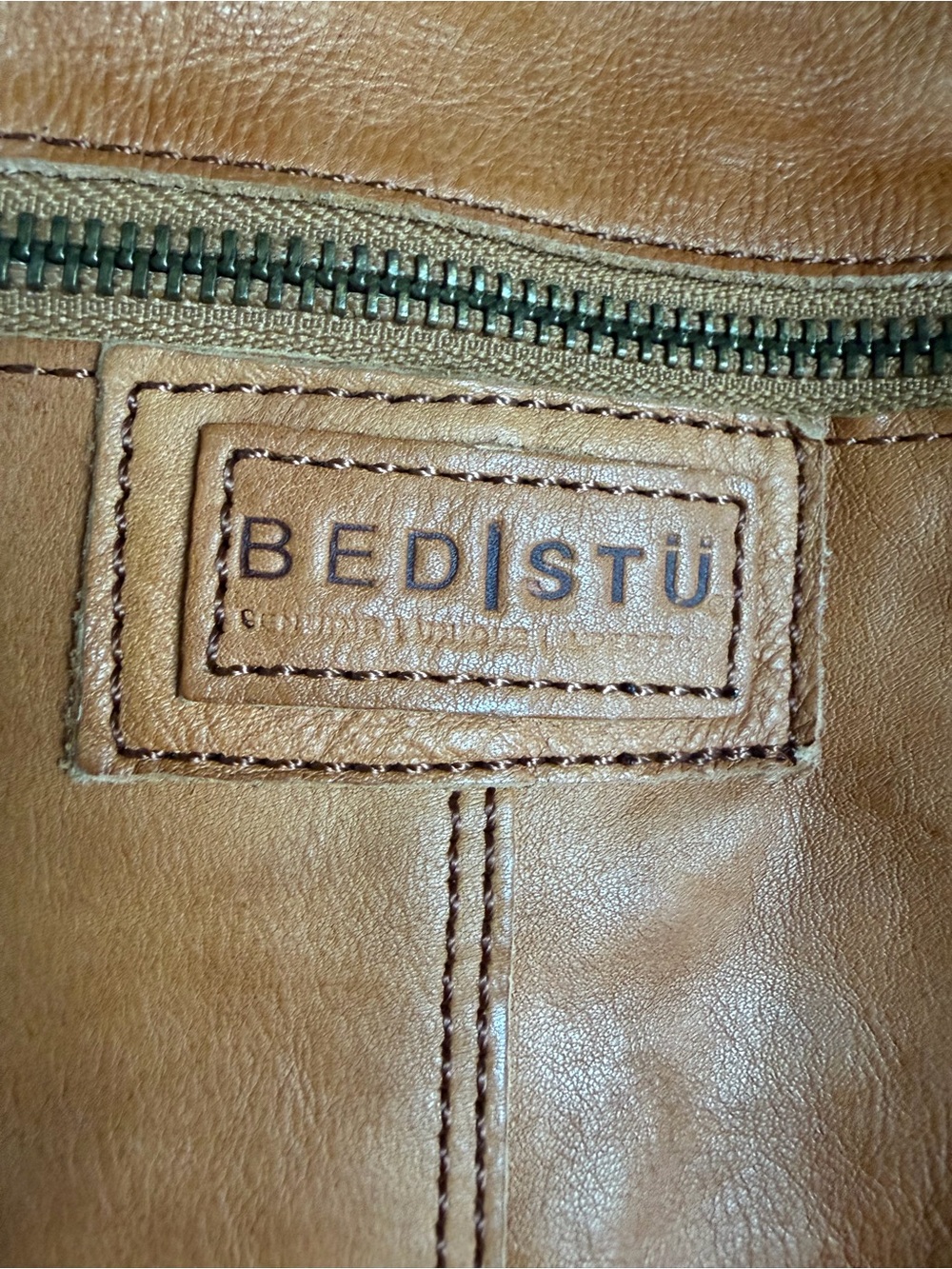 BED|STU Tan Leather Studded Messenger Bag with Adjustable Strap - Picture 3 of 12